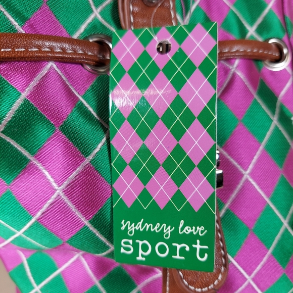 SYDNEY LOVE ARGYLE DRAWSTRING TOTE SHOULDER BAG,PINK/GREEN,ONE SIZE - Picture 5 of 14